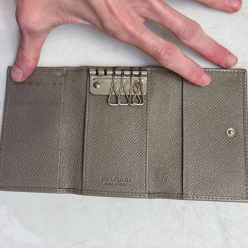 Bulgari gray taupe key holder